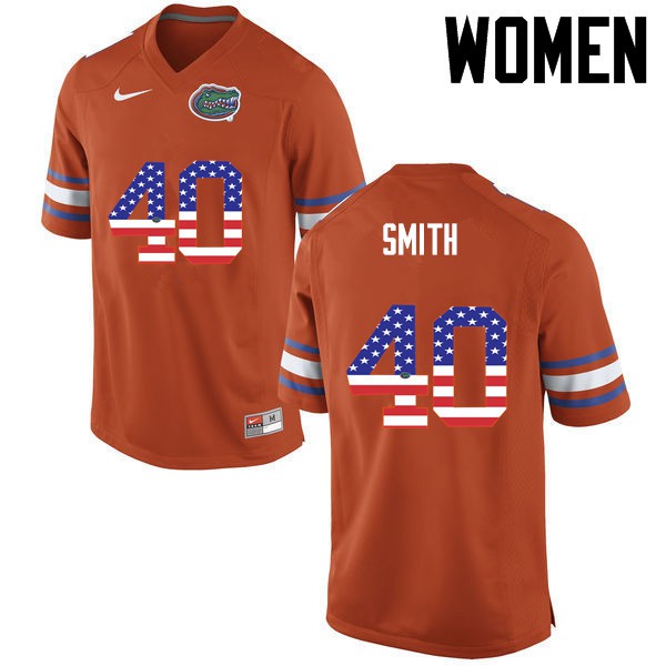 Florida Gators Women #40 Nick Smith College Football USA Flag Fashion Orange